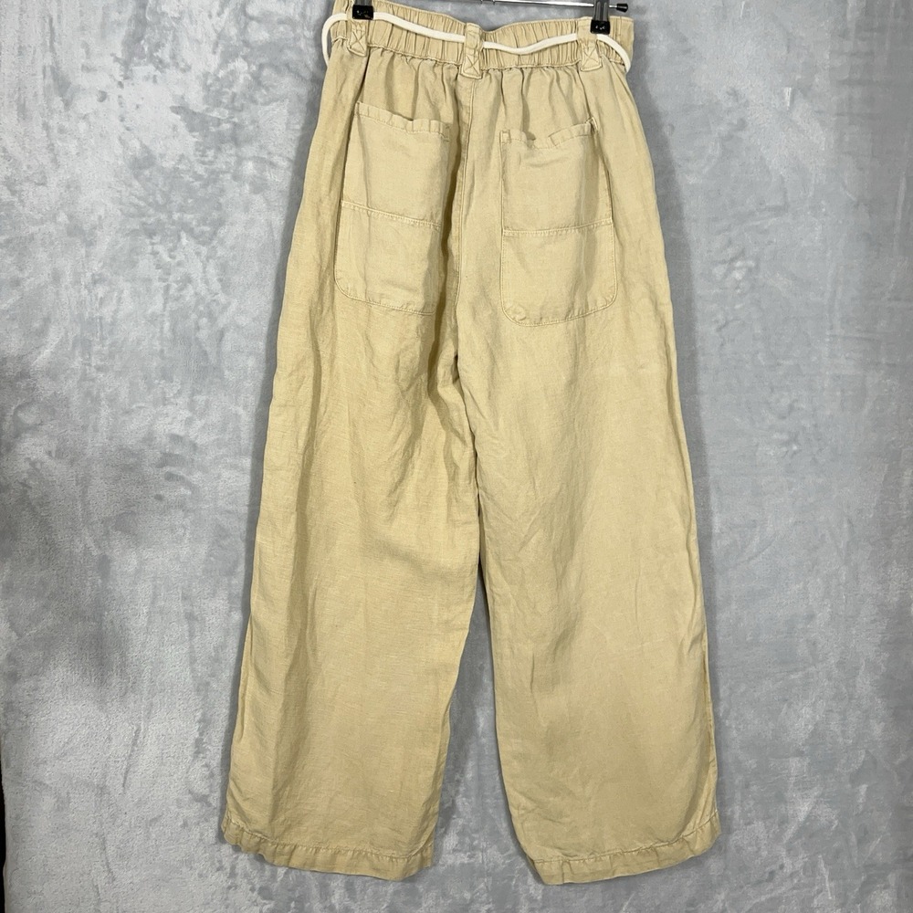 Joie Women Utility Pants 2 Citronelle Faded Wash Retro Wide Leg Linen Blend - Picture 6 of 10